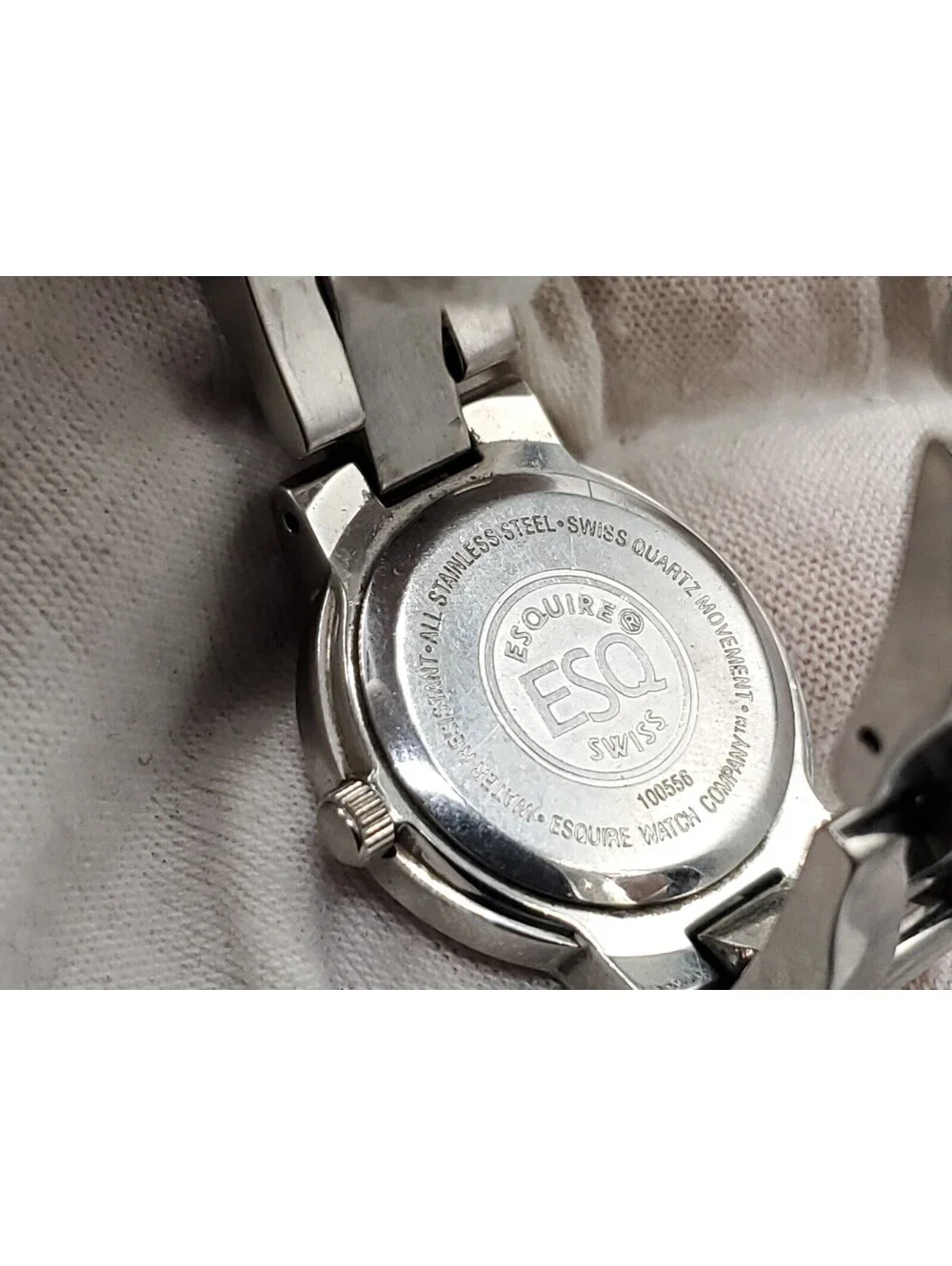 ESQ Quartz Womens Watch New Battery Silver Tone Black Dial 24mm